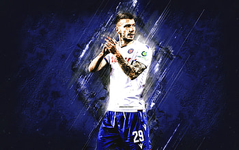 Jan Mlakar, HNK Hajduk Split, Slovenian footballer, Mlakar Hajduk Split, blue stone background, football, Croatia HD wallpaper