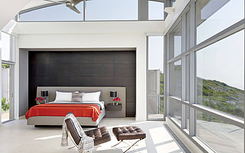 stylish interior design, bedroom, stained-glass window in the bedroom, modern interior, bedroom idea HD wallpaper