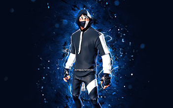 Shadow Ikonik, , blue neon lights, Fortnite Battle Royale, Fortnite characters, Shadow Ikonik Skin, Fortnite, Shadow Ikonik Fortnite HD wallpaper