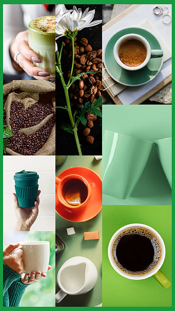 Green Coffee Collage, leaf HD phone wallpaper