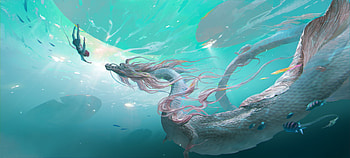Water dragon, fantasy, tea me, art, dragon, luminos, teame, water, blue, summer, vara HD wallpaper
