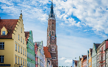 Landshut, Lower Bavaria, Germany, tower, street, church, Germany, old town, houses HD wallpaper
