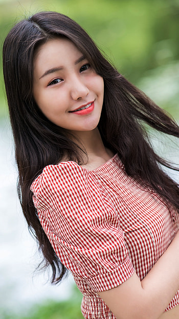 long hair, black hair, lipstick, model, woman, asian HD phone wallpaper