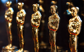 Oscar verleihung, Golden statue, Monitor background, Icons on HD wallpaper