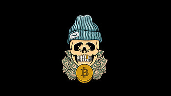 Skull And Bitcoin, skull, bitcoin, crypto, currency, dark, black, oled, artist, artwork, digital-art HD wallpaper