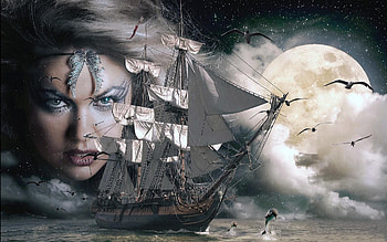 Fantasy Girl, face, ship, fantasy, woman HD wallpaper