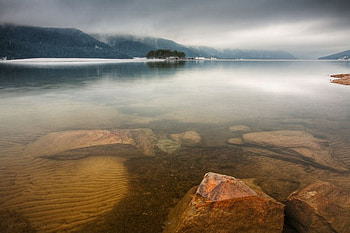 Rodopy, mist, river, graphy, bulgaria, rocks HD wallpaper