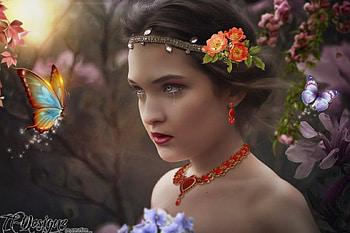 Blooming Tears, lady, abstract, fantasy, flower HD wallpaper