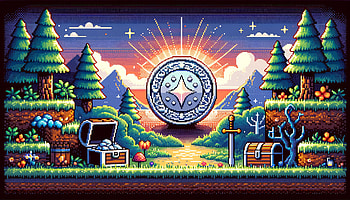 Mystic Silver Coin Fantasy Landscape, silver coin, pixel art, treasure, fantasy, adventure, fantasy adventure HD wallpaper