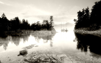 Faded Memories, white, black, boats, trees, camping, water HD wallpaper