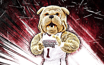 Bully, grunge art, mascot, Mississippi State Bulldogs, NCAA, creative, Mississippi State Bulldogs mascot, purple abstract rays, NCAA mascots, official mascot, Bully mascot HD wallpaper