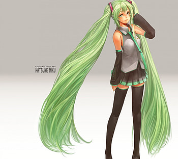 Hatsune Miku, cute, vocaloid, twin tails, long hair, miku, 3d, vocaloids, cg, hatsune, twintails, , female, plain, sexy, twintail, hot, girl, anime girl, simple, anime, green hair, twin tail, realistic HD wallpaper