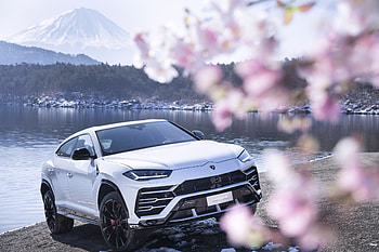 Off-road, white Lamborghini Urus HD wallpaper