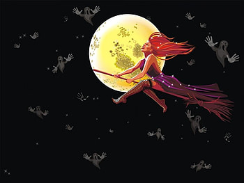 flying sexy witch, halloween, sexy, fantasy, witch HD wallpaper