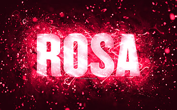 Happy Birtay Rosa, , pink neon lights, Rosa name, creative, Rosa Happy Birtay, Rosa Birtay, popular american female names, with Rosa name, Rosa HD wallpaper