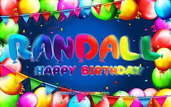 Happy Birtay Randall, , colorful balloon frame, Randall name, blue background, Randall Happy Birtay, Randall Birtay, popular american male names, Birtay concept, Randall HD wallpaper