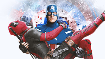 Captain America Holding Deadpool, captain-america, superheroes, behance, deadpool HD wallpaper