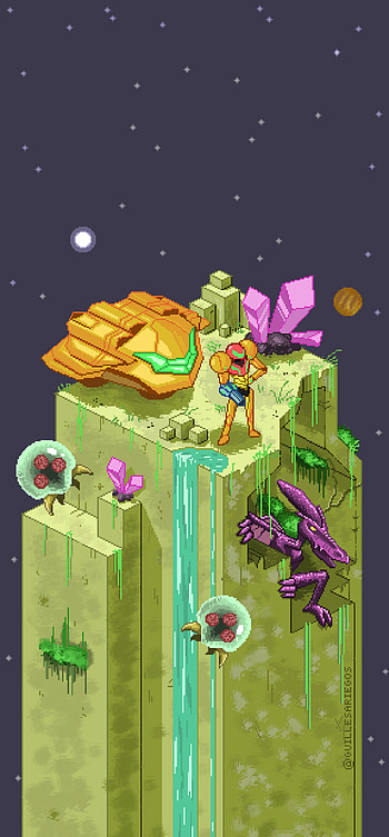 Animated Metroid, Captivating visuals, Vibrant animation style, Metroid series HD phone wallpaper