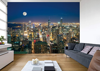 Skyline Mural, Travels, Chicago skyline, Large wall murals HD wallpaper