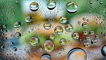 Drops Water Surface Macro Blur HD wallpaper