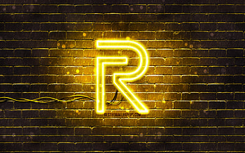 Realme yellow logo, , yellow brickwall, Realme logo, brands, Realme neon logo, Realme HD wallpaper