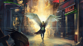 Strange Angel Smoking , angel, artist, artwork, digital-art, artstation, smoking HD wallpaper