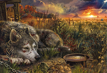 Sad wolf, animal, illustration, wolf, fantasy HD wallpaper
