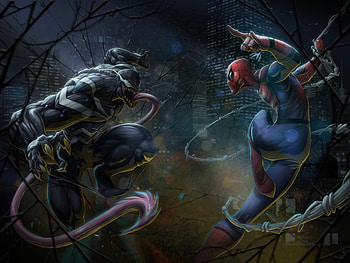 Spidey Vs Venom, spiderman, venom, artwork, deviantart, artist HD wallpaper