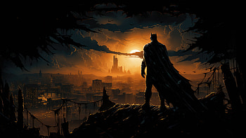 Batman Overlooking A City, batman, superheroes, artwork, digital-art, artist, deviantart HD wallpaper