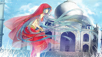 Hatsune Miku, arab, 7 wonders of the world, awesome, artistic, nice, digital, cg, hatsune, aqua eyes, white, art, twintail, girl, singer, aqua, grass, anime girl, arabian clothes, anime, pretty, mosque, twin tail, virtual, clothes, black, song, cute, vocaloid, beauty, miku, music, vocaloids, amazing, taj mahal, stunning, program, culture, wonder, beautiful, diva, aqua hair, cool, clouds, sky, idol HD wallpaper