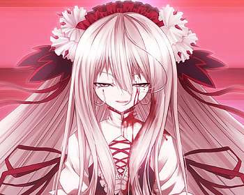 blood cura view 2, pink, cura, blood, pink hair, evil eyes HD wallpaper