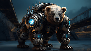 Futuristic Armored Bear, Animal, bear, futuristic, technology HD wallpaper