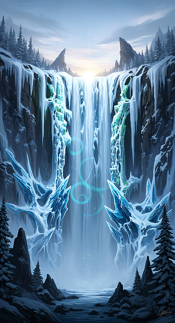 Mystic Frostfall — Frozen Waterfall , waterfall, ice, winter, cliff HD phone wallpaper