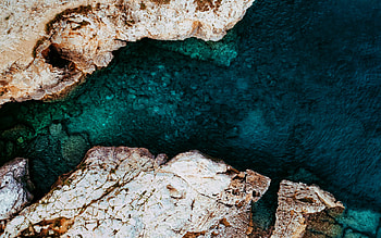 harbor, sea, aerial view, cliffs, summer, beautiful nature, blue water, R, travel concepts HD wallpaper