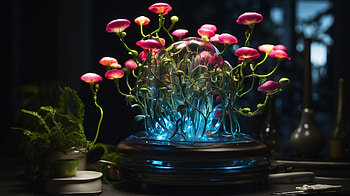 Flowers in a bowl, bowl, plant, glow, nature HD wallpaper