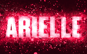 Happy Birtay Arielle, , pink neon lights, Arielle name, creative, Arielle Happy Birtay, Arielle Birtay, popular american female names, with Arielle name, Arielle HD wallpaper
