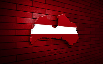 Latvia map, , red brickwall, European countries, Latvia map silhouette, Latvia flag, Europe, Latvian map, Latvian flag, Latvia, flag of Latvia, Latvian 3D map HD wallpaper
