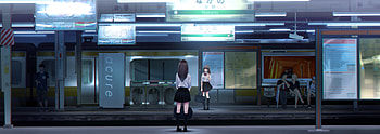 Anime Girl At Train Station, anime-girl, anime, train HD wallpaper