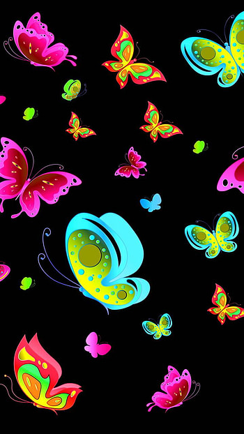 colorful, neon, artistic, butterfly HD phone wallpaper
