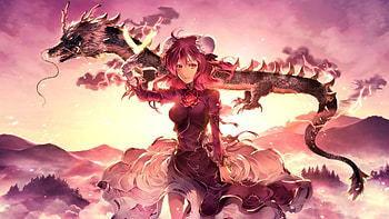 Kasen Ibaraki and dragon, anime girl, artwork HD wallpaper