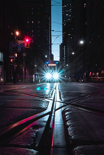 Transport, Cities, Lights, Shine, Light, Road, Night City, Headlights HD phone wallpaper
