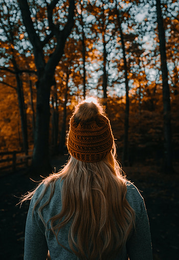 Miscellanea, Miscellaneous, Rays, Beams, Forest, Girl, Cap, Hair HD phone wallpaper