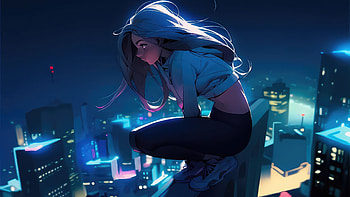 Anime Girl Sitting Above The Building, anime-girl, anime, artist, artwork, digital-art HD wallpaper