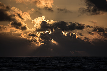 Nature, Sunset, Sea, Twilight, Clouds, Horizon, Dusk HD wallpaper