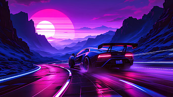 Supercar Chasing Retro Sunset, synthwave, cars, car, artist, artwork, art, digital-art, ai, deviantart HD wallpaper