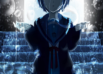 Yuki Nagato Rain Tears, haruhi suzumiya, rain, anime, yuki, tears, nagato, girl HD wallpaper