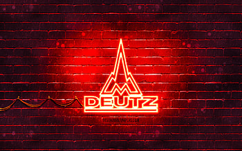 Deutz-Fahr red logo, , red brickwall, Deutz-Fahr logo, brands, Deutz-Fahr neon logo, Deutz-Fahr HD wallpaper