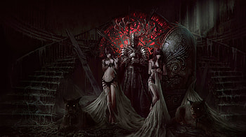 Demon, Fantasy, Dark, Knight, Panther, Stairs HD wallpaper