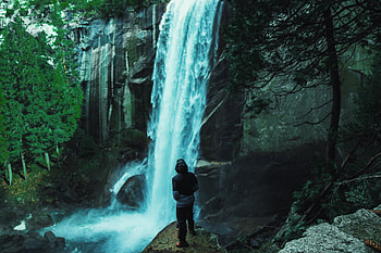 Nature, Stones, Waterfall, Human, Person HD wallpaper