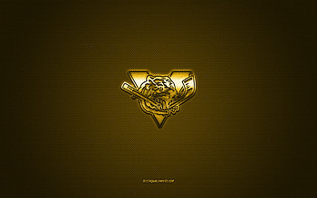 Victoriaville Tigres, Canadian hockey club, QMJHL, yellow logo, yellow carbon fiber background, Quebec Major Junior Hockey, hockey, Quebec, Canada, Victoriaville Tigres logo HD wallpaper